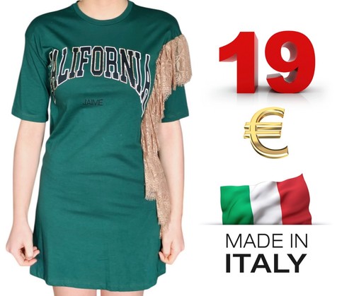 Abito shirt verde lungo - t-shirt,