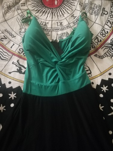 Abito lungo nero verde - lungo, e