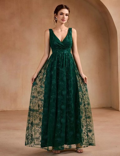 Abito verde smeraldo lungo con - abito,